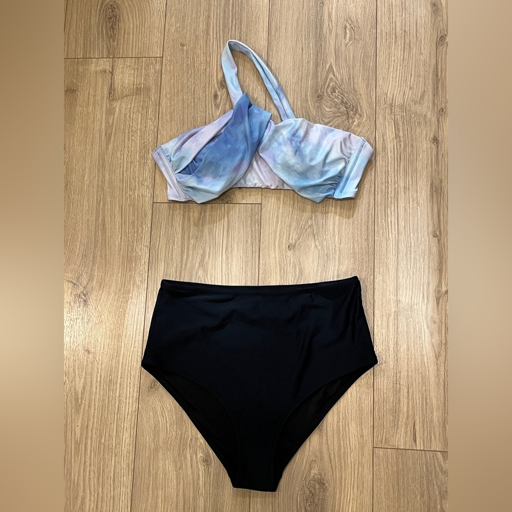 Shade & Shore Blue and Black Bikini Set